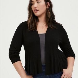 Torrid Black Knit Long Sleeve Flare Shrug Open Cardigan Knitted Weave NWT!